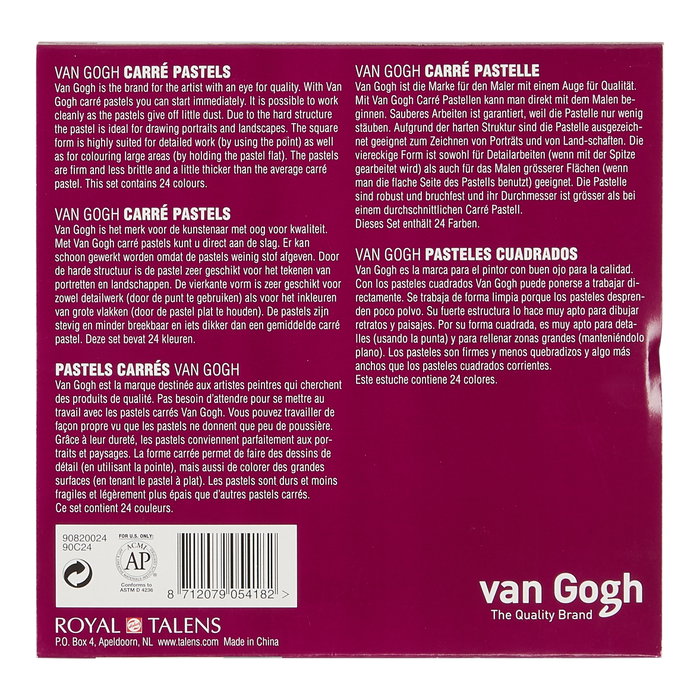 Van Gogh Étui de base de pastels carrés avec 24 couleurs Van Gogh Étui de base de pastels carrés avec 24 couleurs